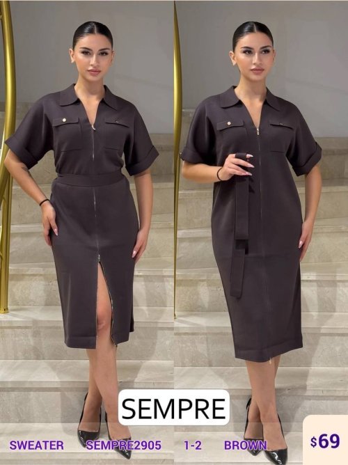 Свитер Sempre (Коричневый, модель SEMPRE2905) оптом