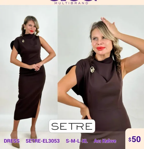 Платье SETRE (Коричневый, модель SETRE-EL3053) оптом