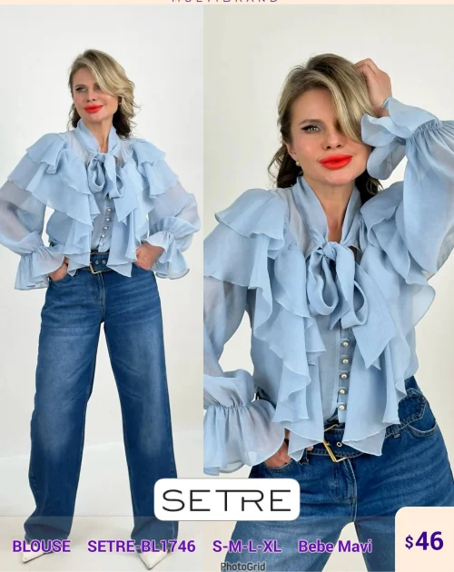 Блузка SETRE (Небесно-голубой, модель SETRE-BL1746) оптом