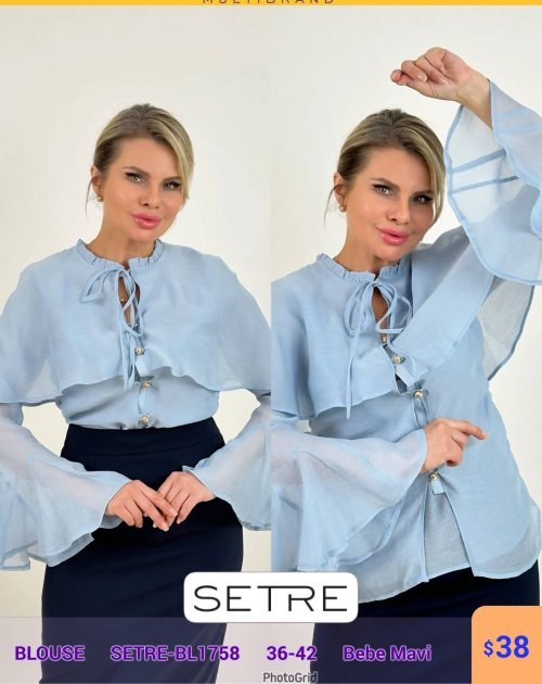Блузка SETRE (Небесно-голубой, модель SETRE-BL1758) оптом