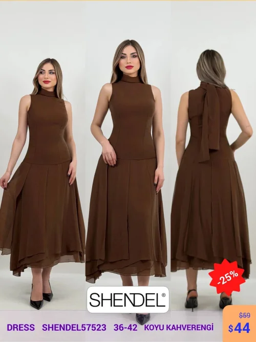 Платье Shendel (Коричневый, модель SHENDEL57523) оптом
