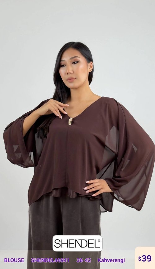 Блузка Shendel (Brown, модель SHENDEL46941) оптом