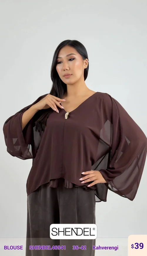 Блузка Shendel (Brown, модель SHENDEL46941) оптом