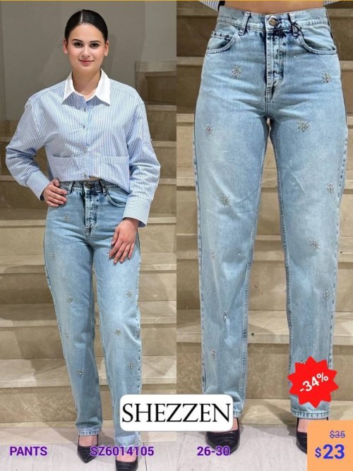 Джинсы Shezzen (Небесно-голубой, модель SZ6014105) оптом