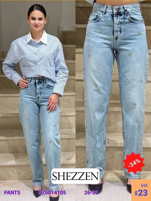 Джинсы Shezzen (Небесно-голубой, модель SZ6014105) оптом