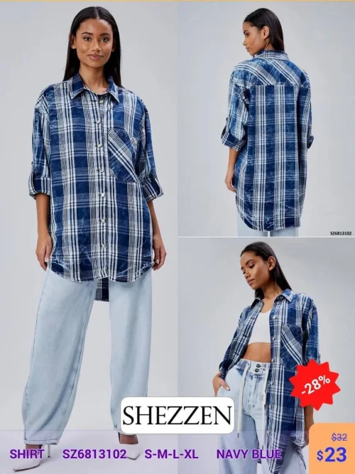Рубашка Shezzen (Темно-синий, модель SZ6813102) оптом