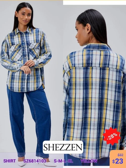 Рубашка Shezzen (Желтый, модель SZ6814103) оптом