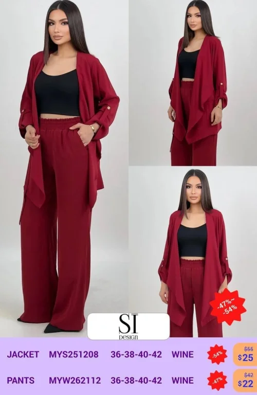 Брюки SI DESIGN (Винный, модель MYW262112) оптом