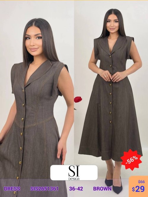 Платье SI DESIGN (Коричневый, модель SIS2651361) оптом