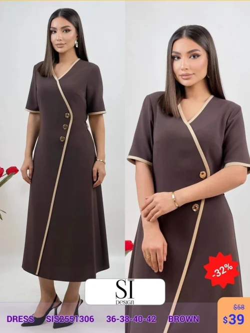 Платье SI DESIGN (Коричневый, модель SIS2551306) оптом