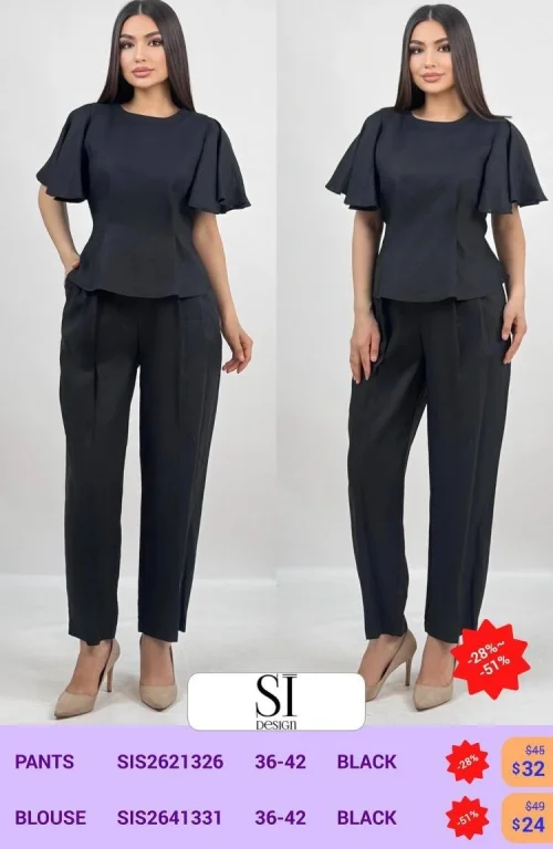 Брюки SI DESIGN (Черный, модель SIS2621326) оптом