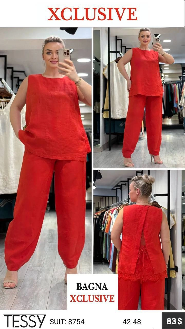 Костюм, TESSY, Красный, модель 8754, женская одежда оптом из Турции, Лалели