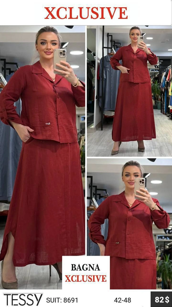 Костюм, Tessy, Бордовый, модель 8691, женская одежда оптом из Турции, Лалели