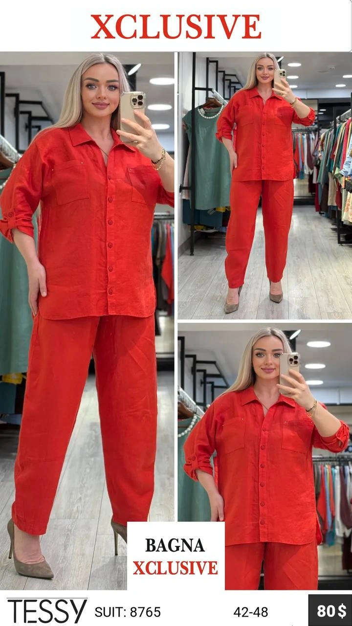Костюм, Tessy, Красный, модель 8765, женская одежда оптом из Турции, Лалели
