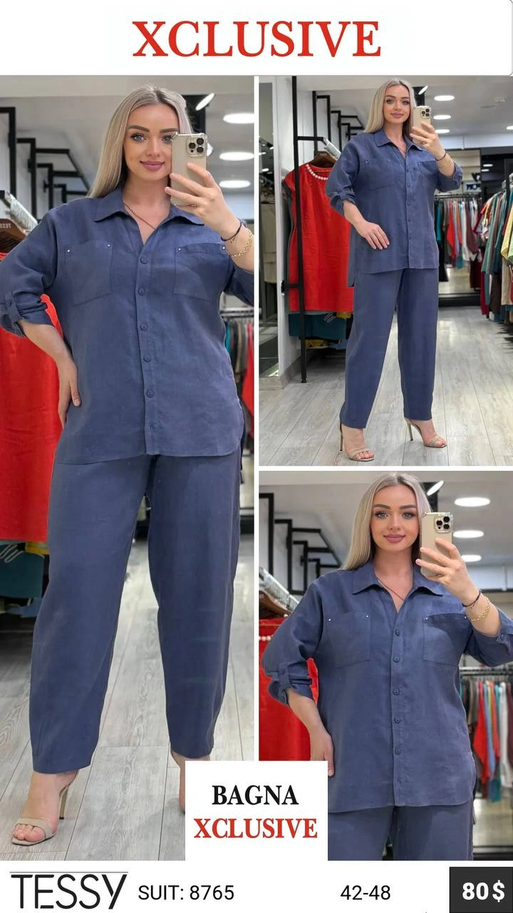 Костюм, Tessy, Синий, модель 8765, женская одежда оптом из Турции, Лалели