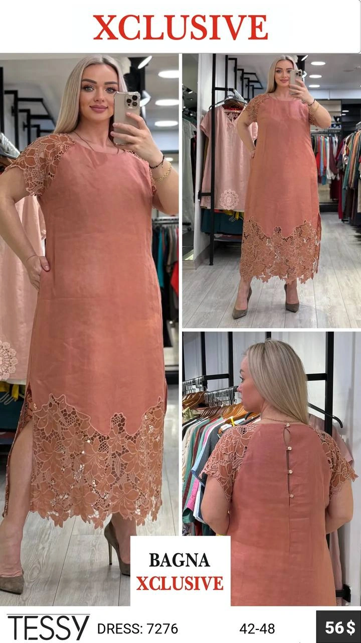 Платье, Tessy, Коралловый, модель 7276, женская одежда оптом из Турции, Лалели