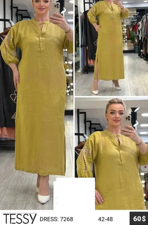 Платье TESSY (Горчичный, модель 7268) оптом