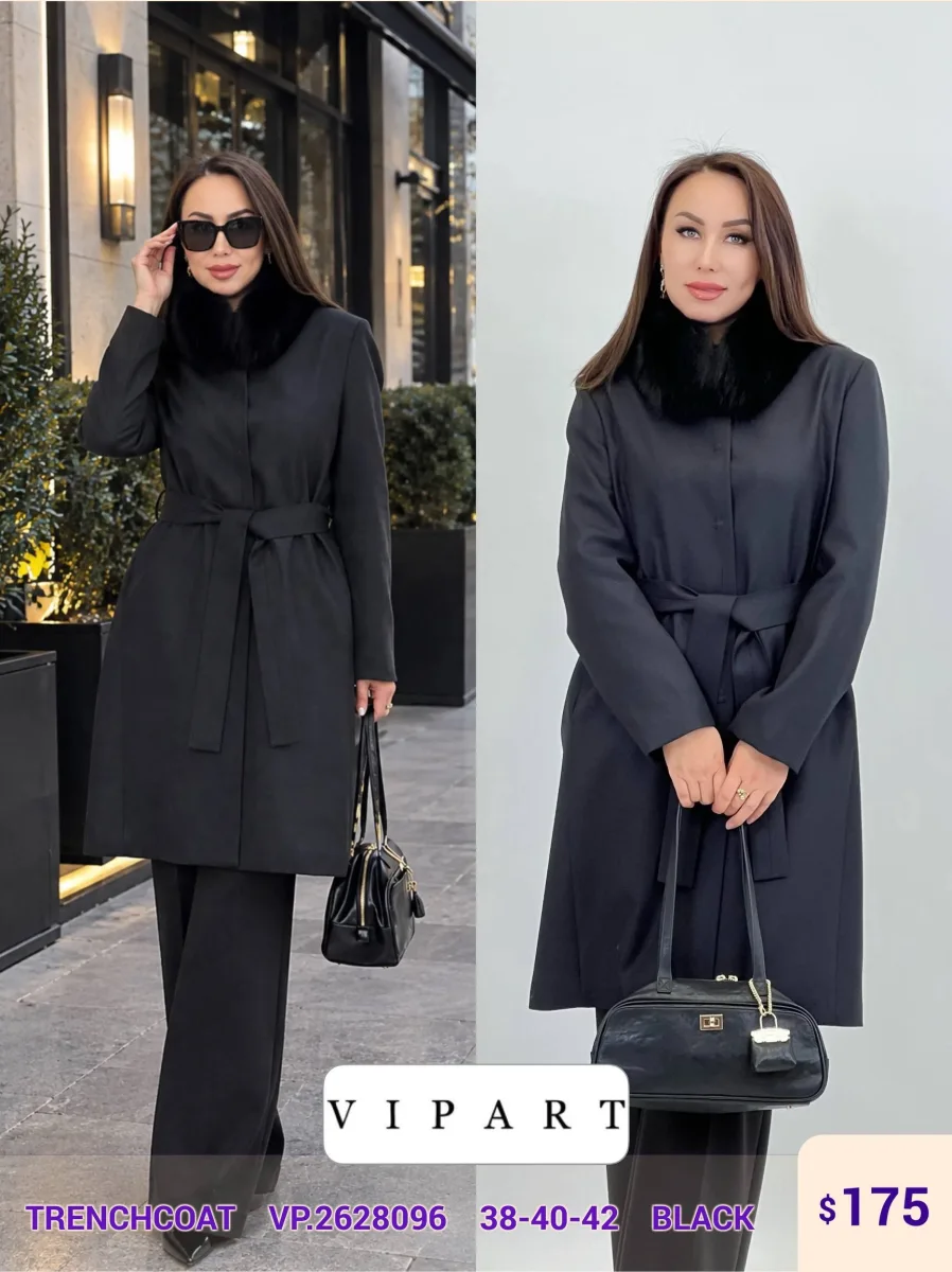 Тренч VIPART (Black, модель VP.2628096) оптом