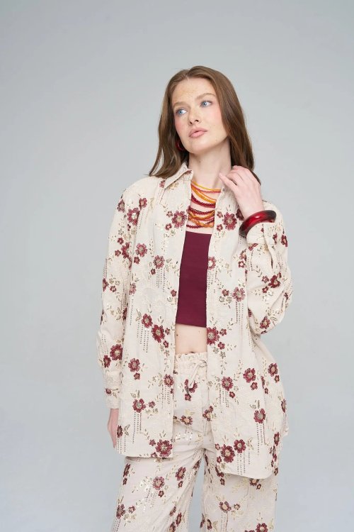 Рубашка ORF (Burgundy, модель 34868) оптом