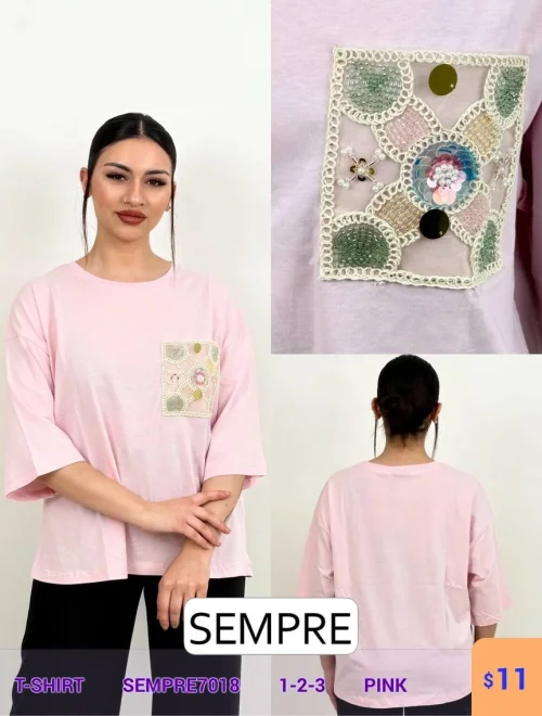Футболка Sempre & Alba (Розовый, модель SEMPRE7018) оптом
